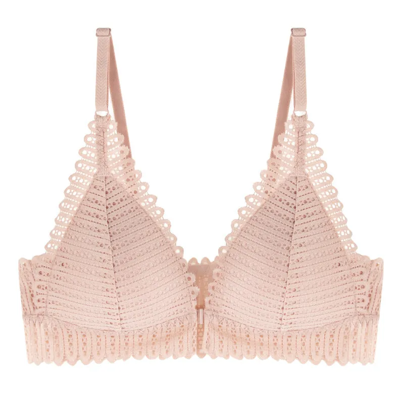 Lace Wireless Front Closure Lingerie Adjusted Plus Size Backless Bralette Bras Set