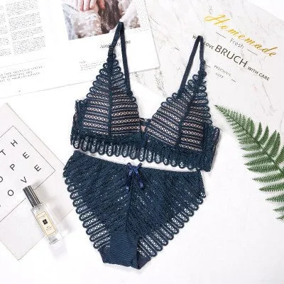 Lace Wireless Front Closure Lingerie Adjusted Plus Size Backless Bralette Bras Set