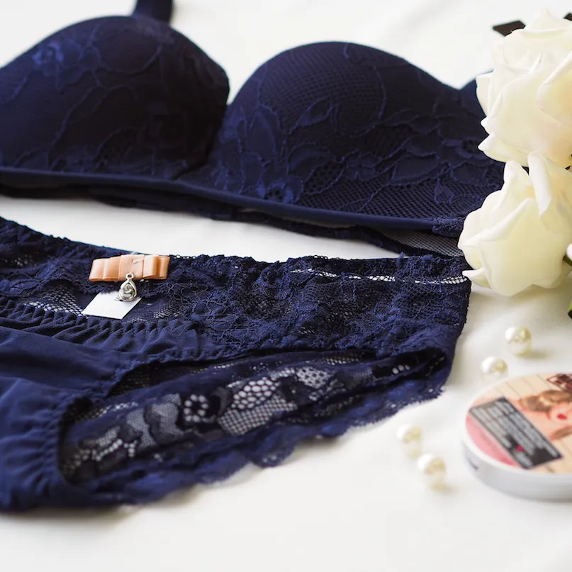 Laced It Up! Non-Slip Strapless Push Up Bra in Midnight Blue (Size L & XL Only)