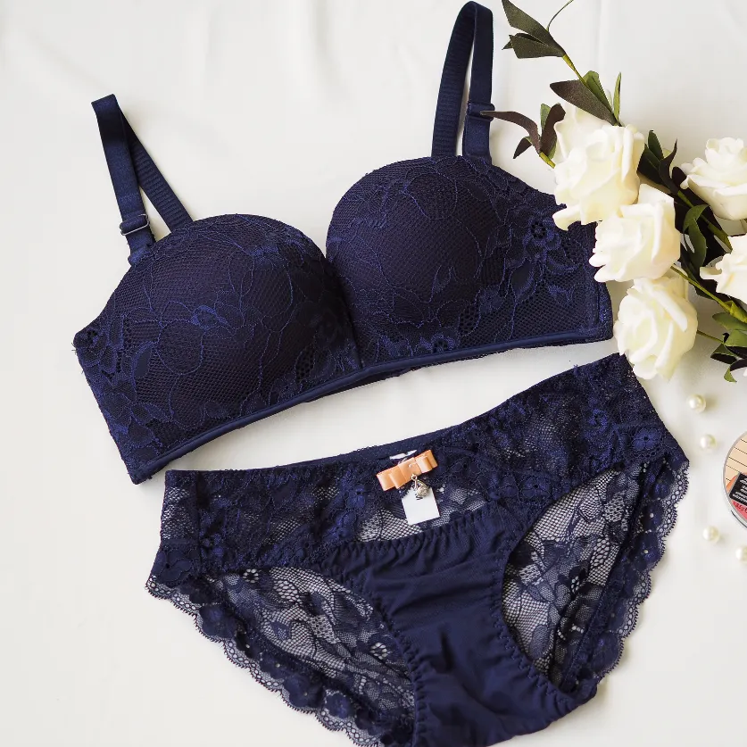 Laced It Up! Non-Slip Strapless Push Up Bra in Midnight Blue (Size L & XL Only)