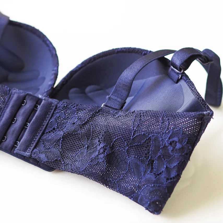Laced It Up! Non-Slip Strapless Push Up Bra in Midnight Blue (Size L & XL Only)