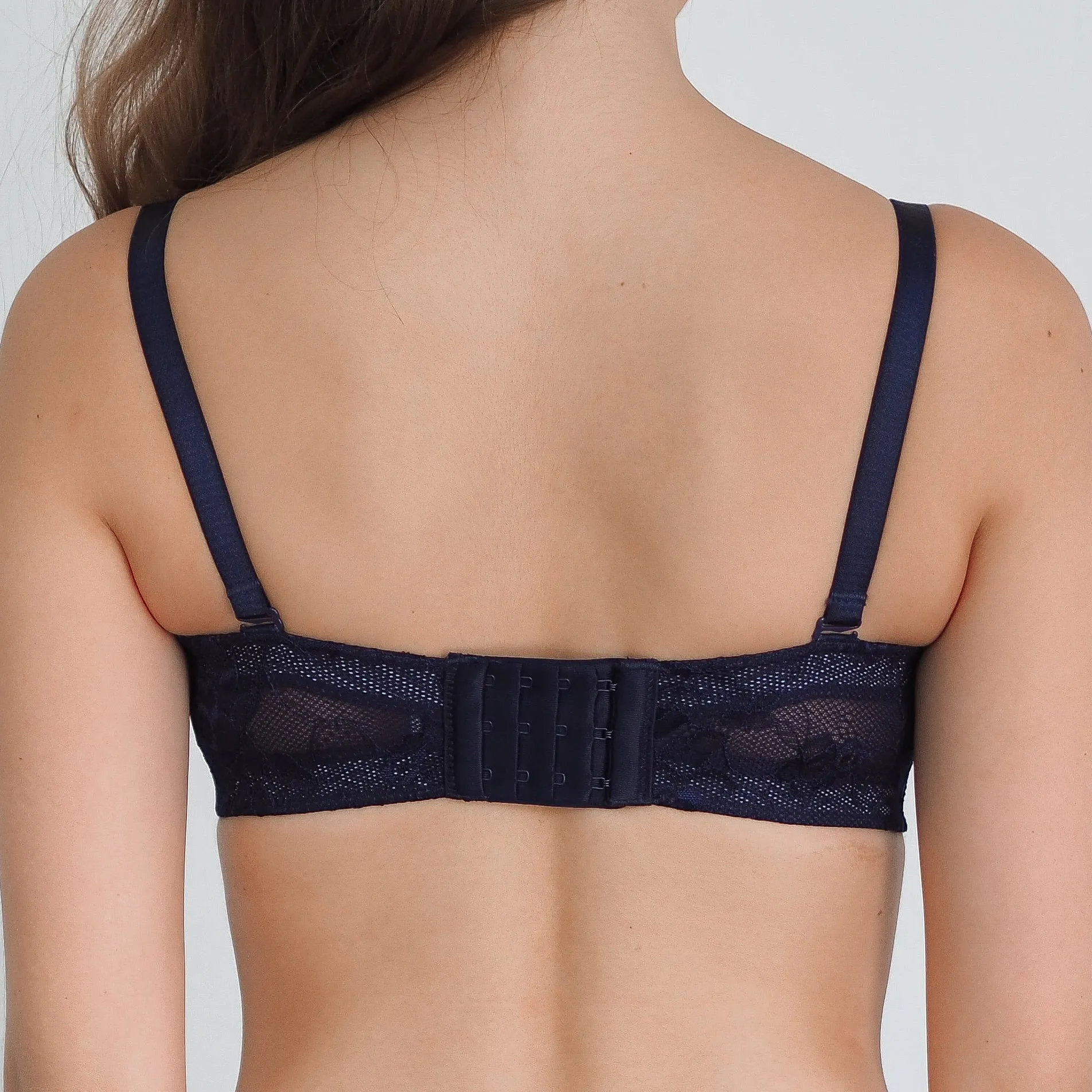 Laced It Up! Non-Slip Strapless Push Up Bra in Midnight Blue (Size L & XL Only)
