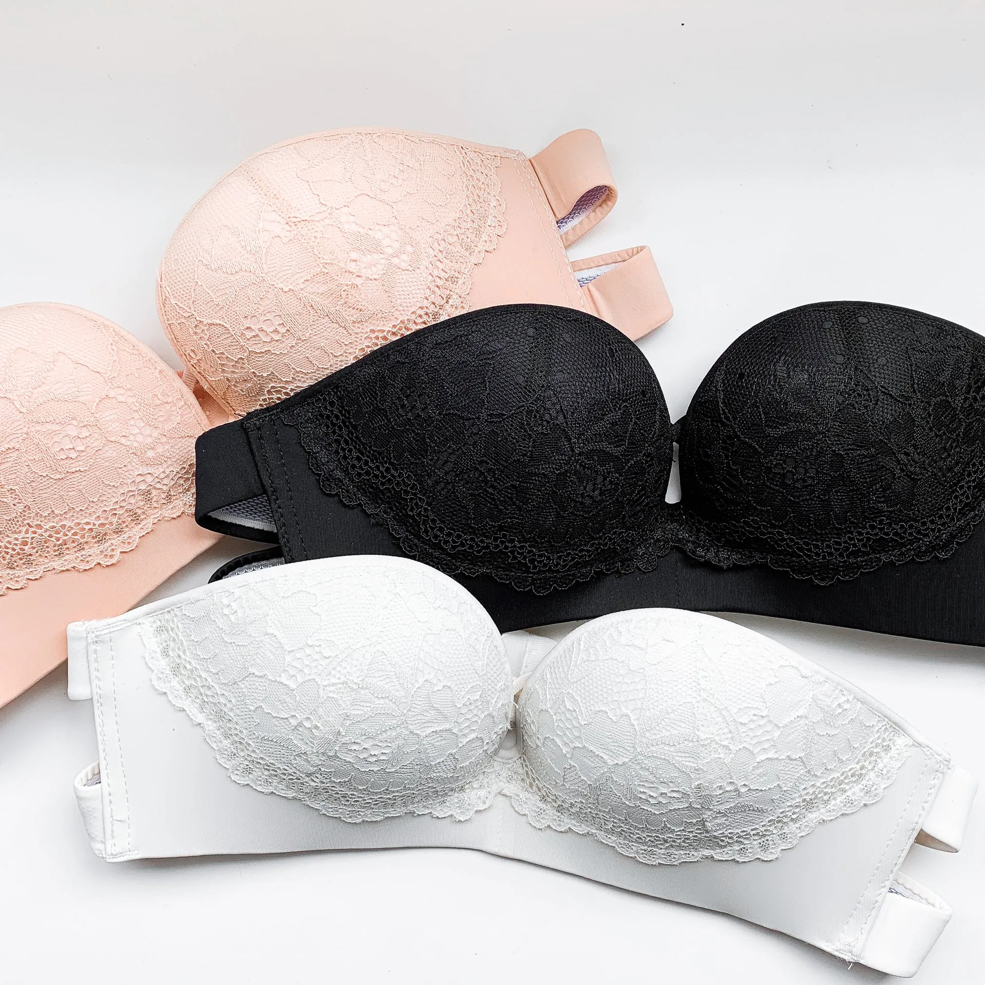 Laced It Up! V2.0 Non-Slip Strapless Push Up Bra in Black (Size S & XL Only)