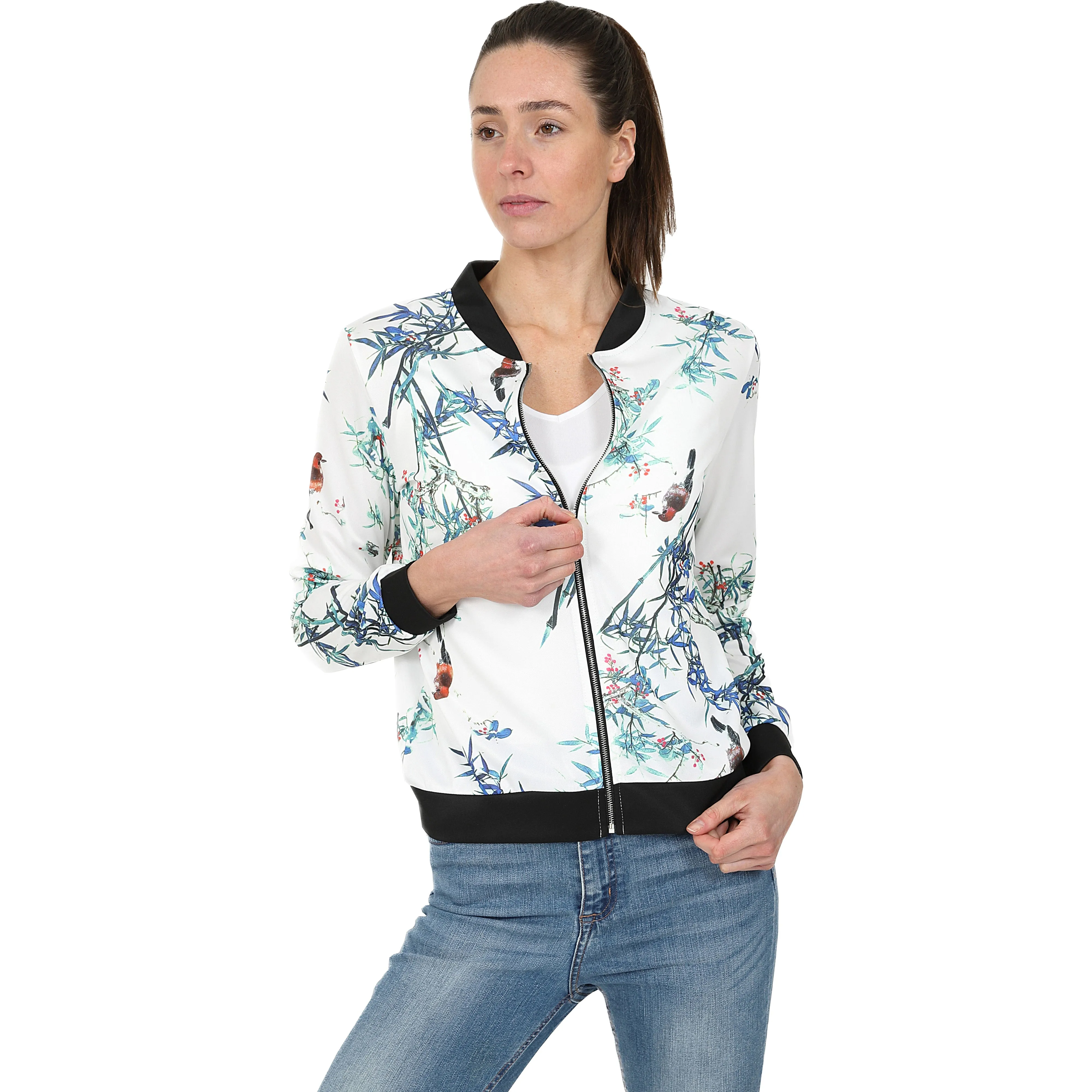 Ladies Floral Bomber Jacket