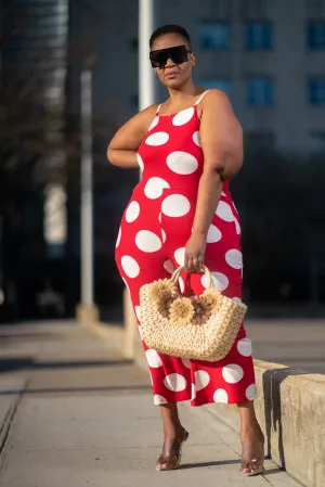 Lady in Red Polka Dot Jumpsuit