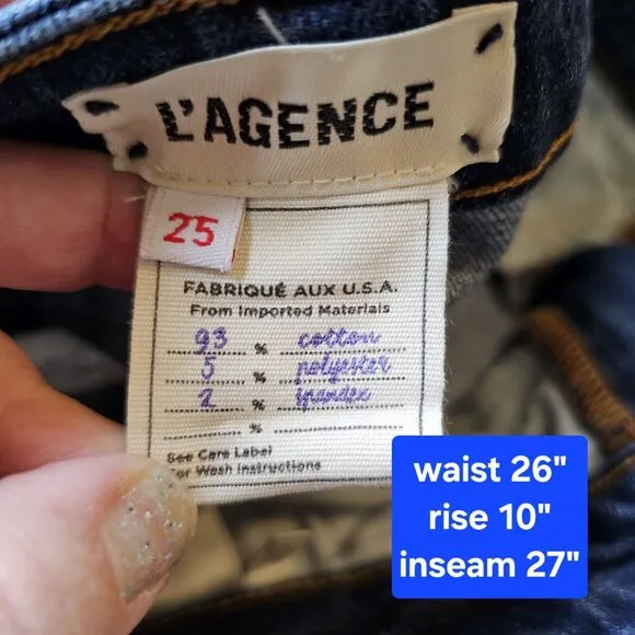 L'AGENCE High Line High Rise Skinny Distressed Cupertino Jeans 25 MSRP$275