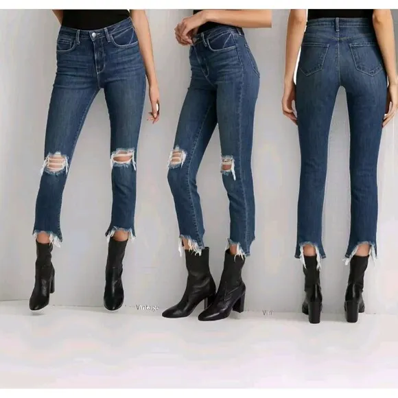 L'AGENCE High Line High Rise Skinny Distressed Cupertino Jeans 25 MSRP$275