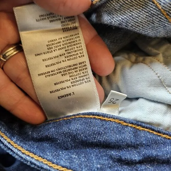 L'AGENCE High Line High Rise Skinny Distressed Cupertino Jeans 25 MSRP$275