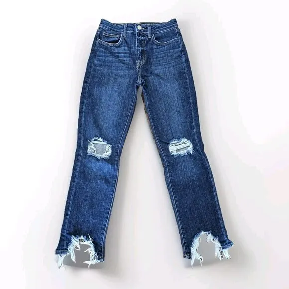 L'AGENCE High Line High Rise Skinny Distressed Cupertino Jeans 25 MSRP$275