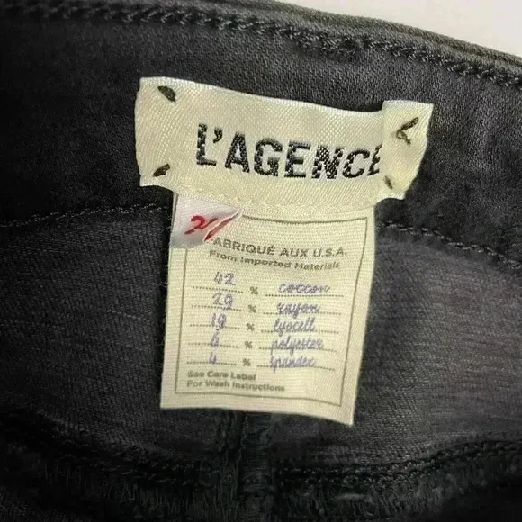L'AGENCE High Rise Margot Skinny Jeans Size 24 Black Dark Graphite