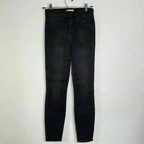 L'AGENCE High Rise Margot Skinny Jeans Size 24 Black Dark Graphite