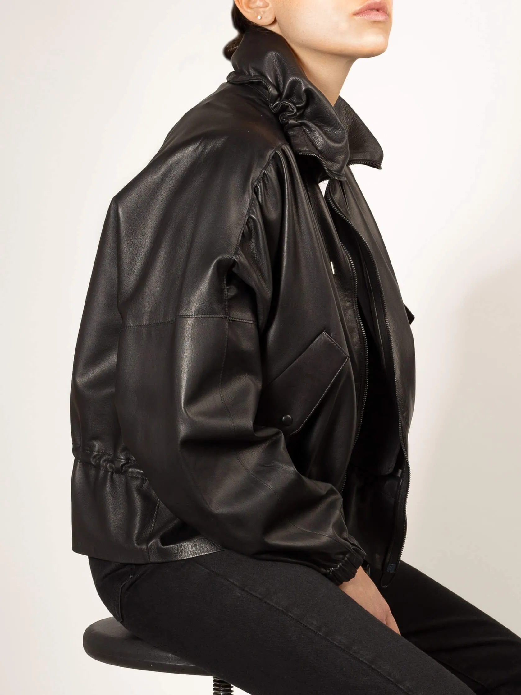 Larissa Italian Lambskin Leather Bomber Jacket