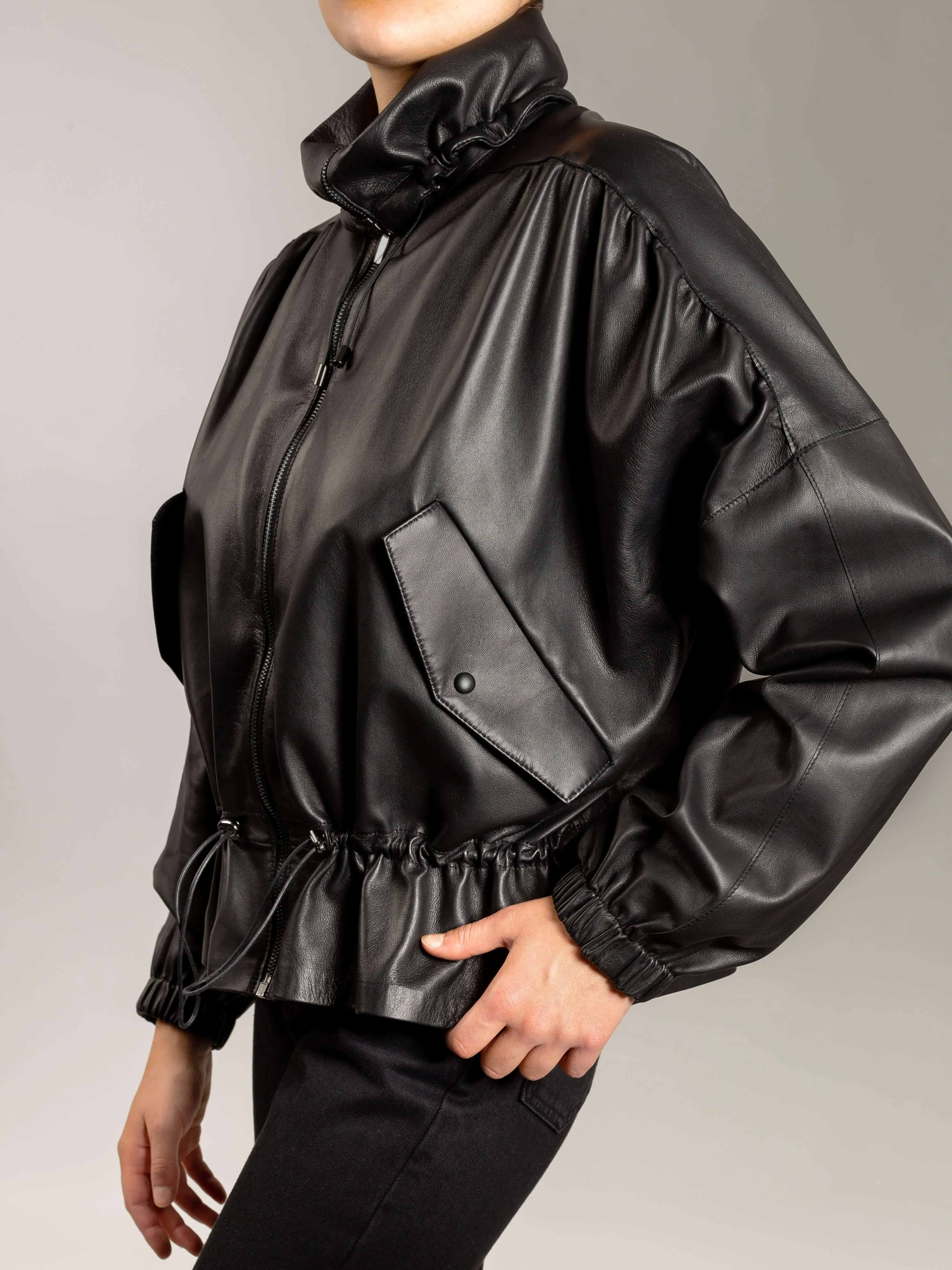 Larissa Italian Lambskin Leather Bomber Jacket