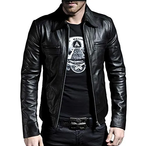 Laverapelle Men's Genuine Lambskin Leather Jacket (Black, Large, polyester Lining) - 1501200