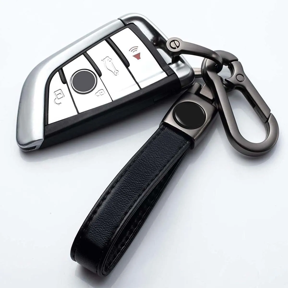 Leather Car Keychain, Custom Fit For Your Cars, Key Chain Keyring Family Present for Man and Woman, Car Accessories JE15986