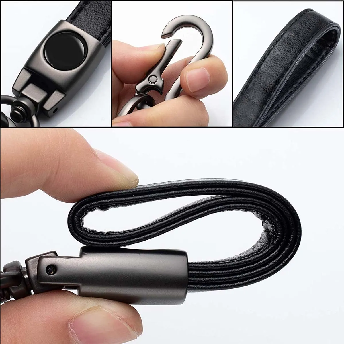 Leather Car Keychain, Custom Fit For Your Cars, Key Chain Keyring Family Present for Man and Woman, Car Accessories JE15986