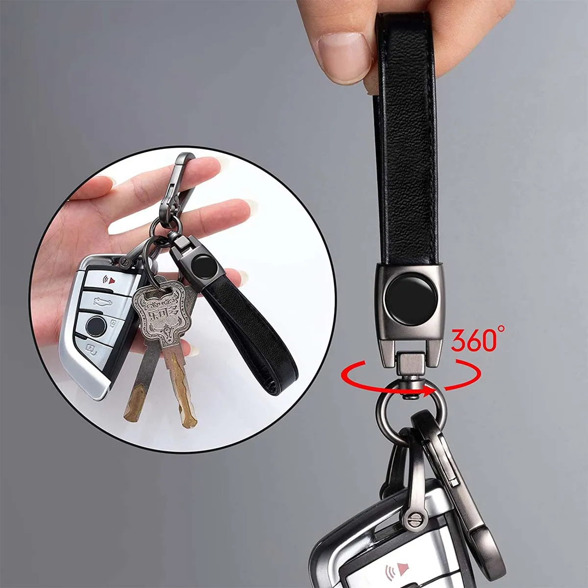 Leather Car Keychain, Custom Fit For Your Cars, Key Chain Keyring Family Present for Man and Woman, Car Accessories JE15986