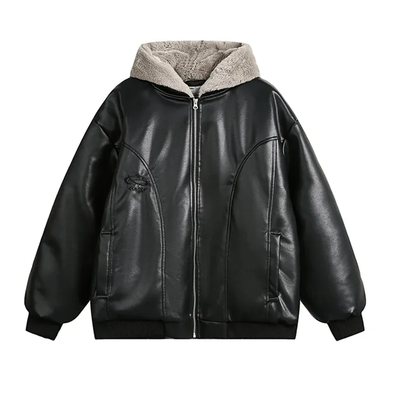 Leather Fake Two Piece Jacket