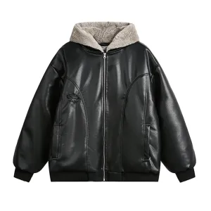 Leather Fake Two Piece Jacket