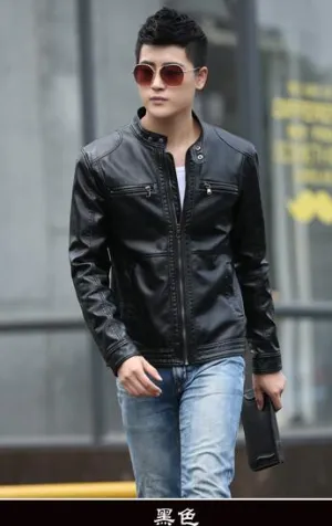 Leather Jacket Men male casual motorcycle leather jacket Mens fashion veste en cuir pu jackets design stand collar COAT 2018 new