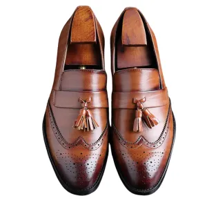 Leather Loafers with Tassel Detail