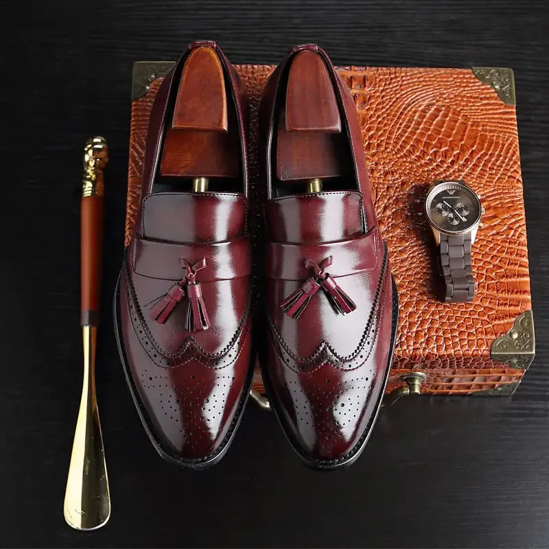 Leather Loafers with Tassel Detail