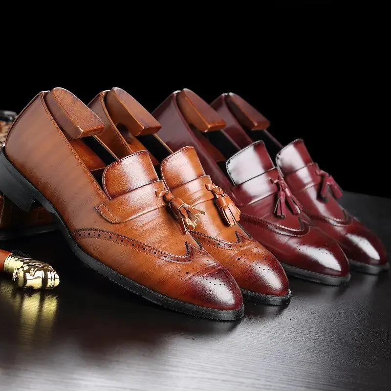 Leather Loafers with Tassel Detail