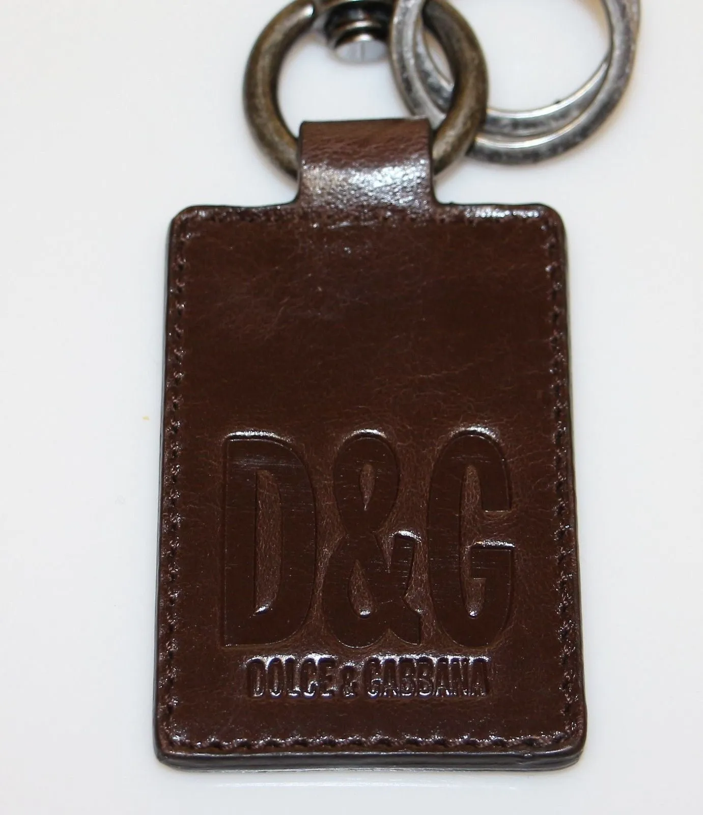 Leather Metal Unisex Ring Keychain