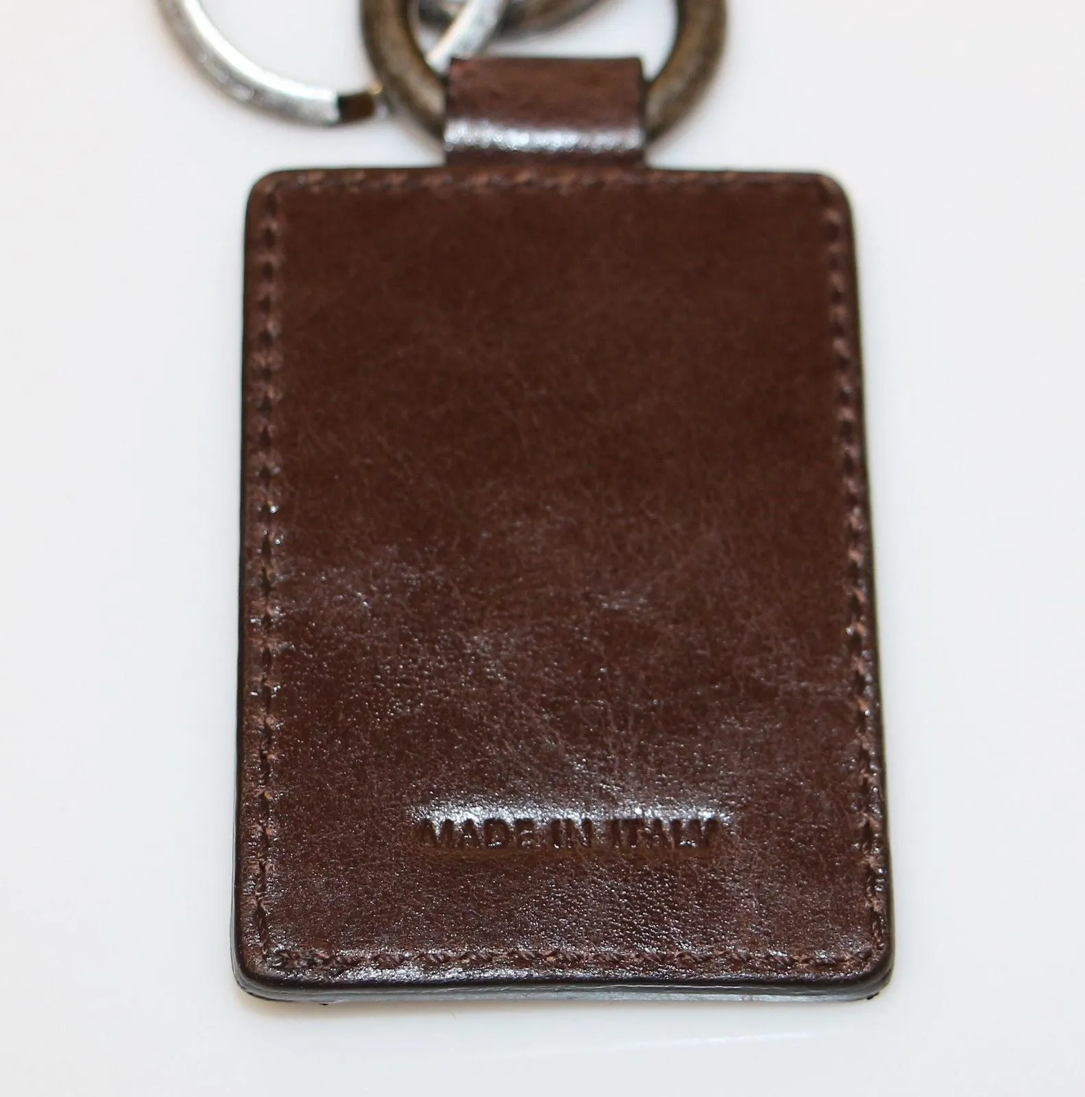 Leather Metal Unisex Ring Keychain