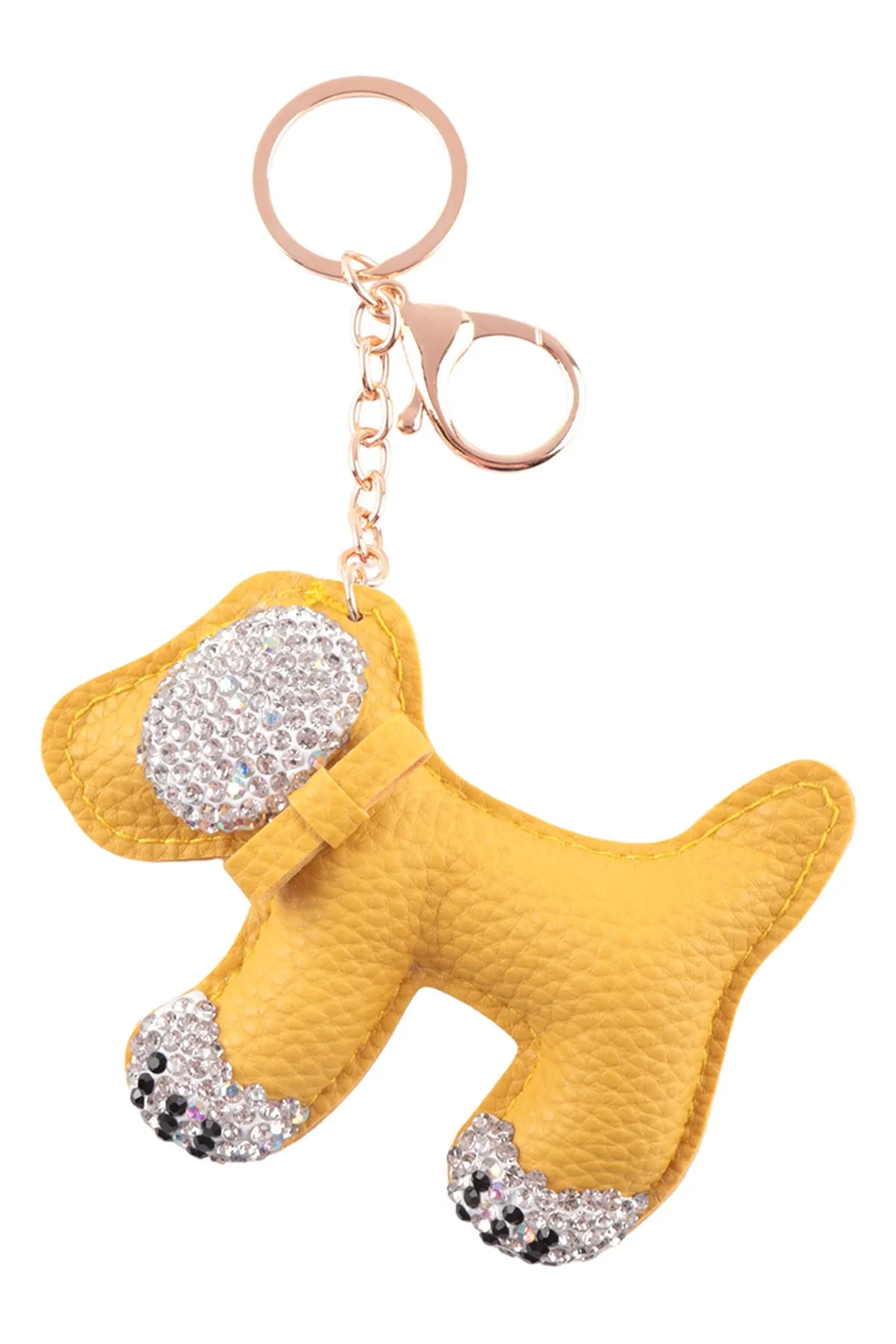 LEATHER PUPPY W/ RHINESTONE KEYCHAIN