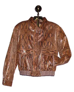Leather Python Snake Skin Leather Bomber Jacket