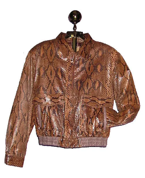 Leather Python Snake Skin Leather Bomber Jacket