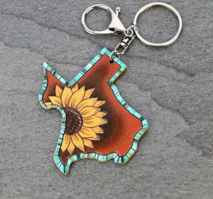 Leather Texas Map Key Chain