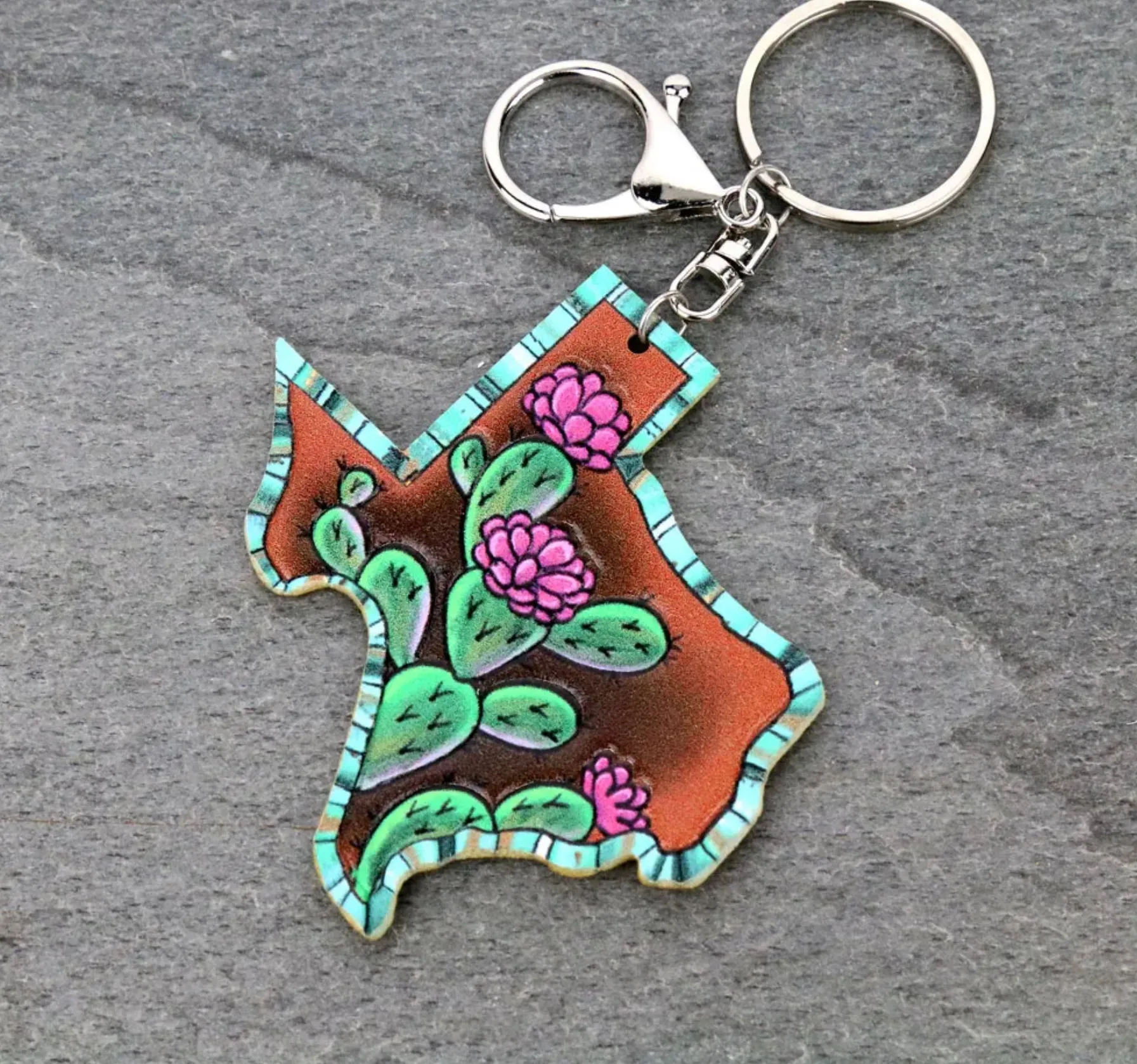 Leather Texas Map Key Chain