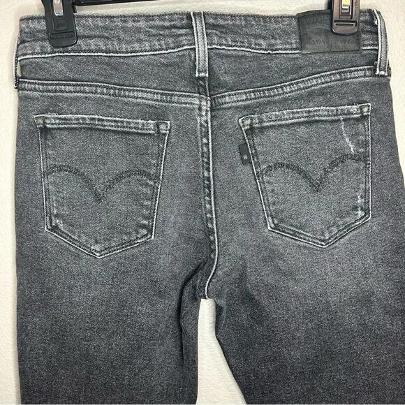 Levi’s 711 Skinny dark gray distressed raw hem jeans women’s size 27