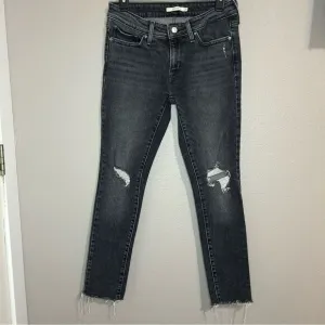 Levi’s 711 Skinny dark gray distressed raw hem jeans women’s size 27