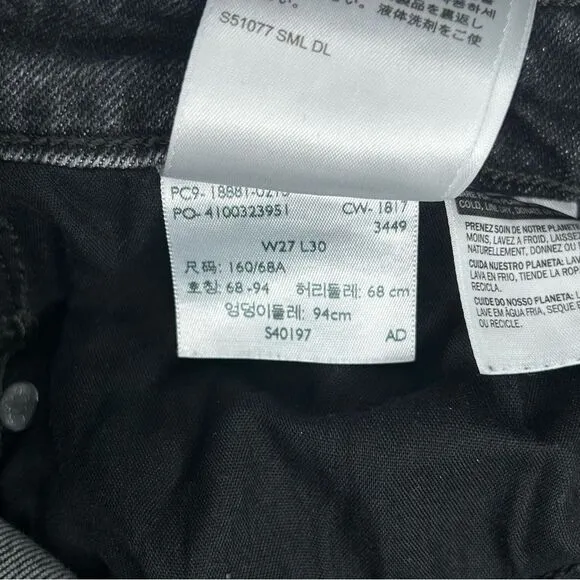 Levi’s 711 Skinny dark gray distressed raw hem jeans women’s size 27