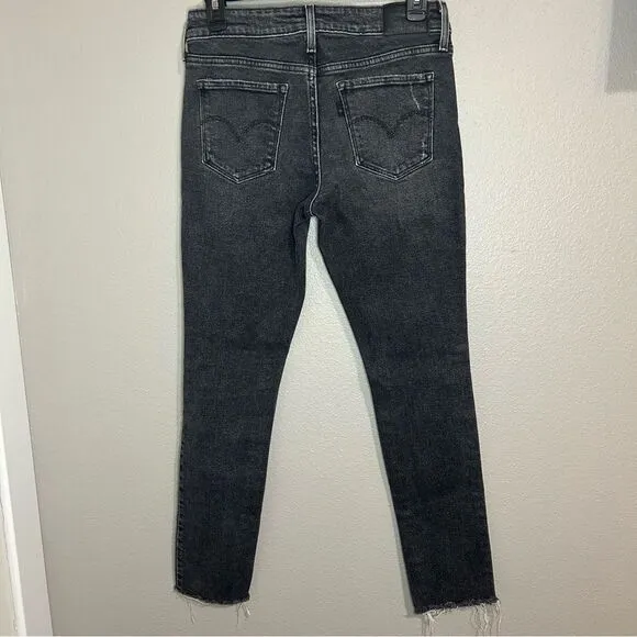 Levi’s 711 Skinny dark gray distressed raw hem jeans women’s size 27