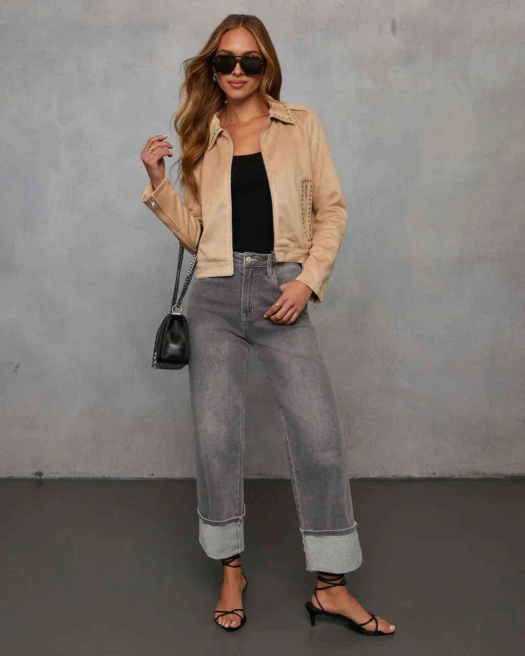 Lexie Studded Suede Moto Jacket