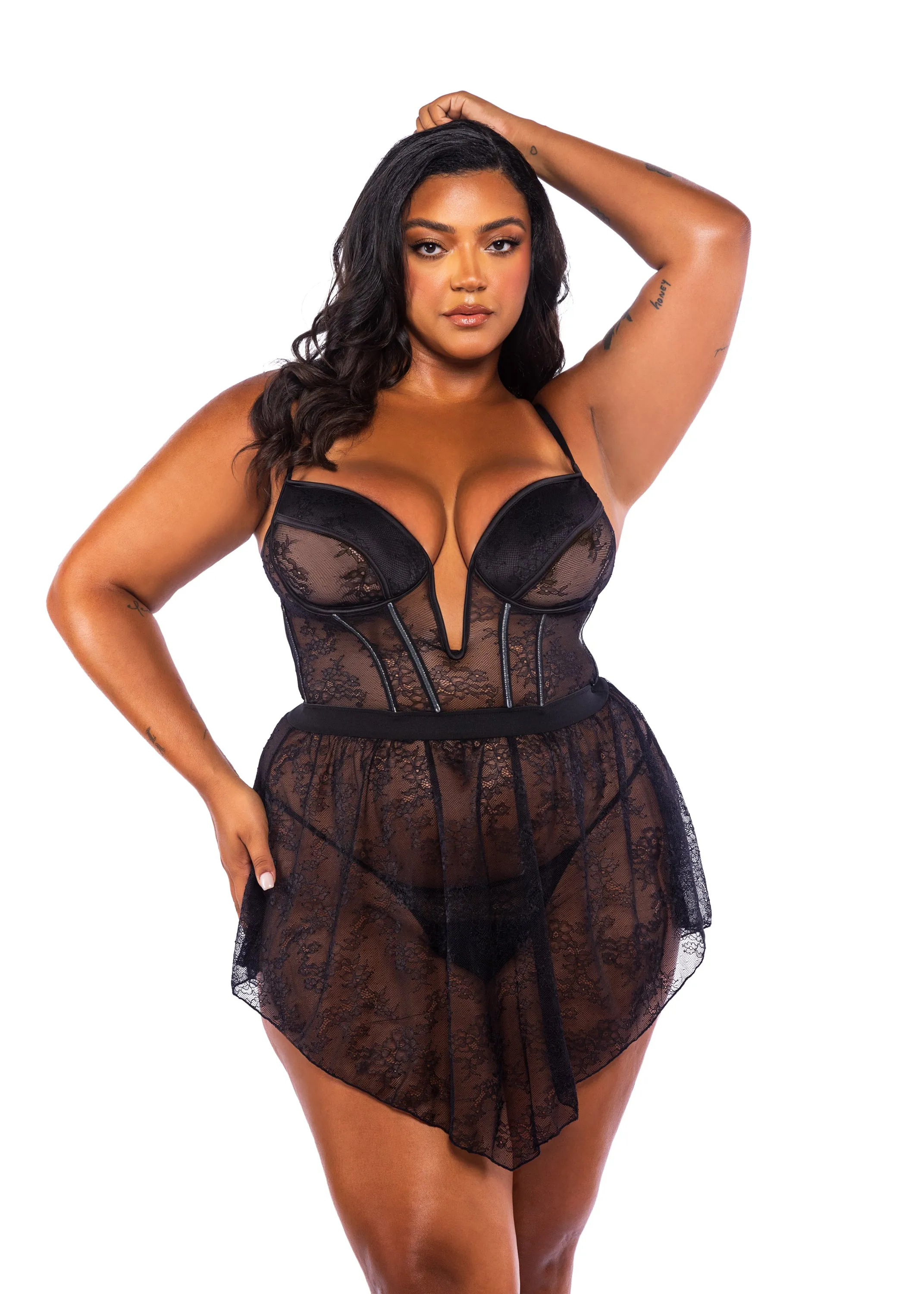 LI765 - Belle Noir Babydoll 2-Piece Set
