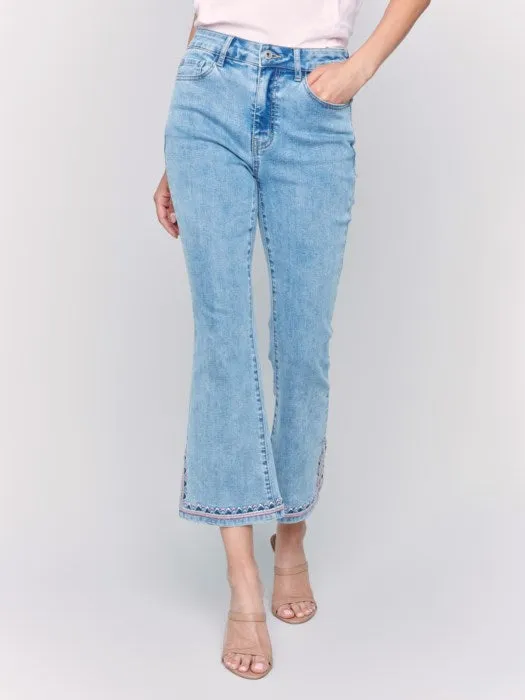 Light Blue Embroidered Side Slit Pant