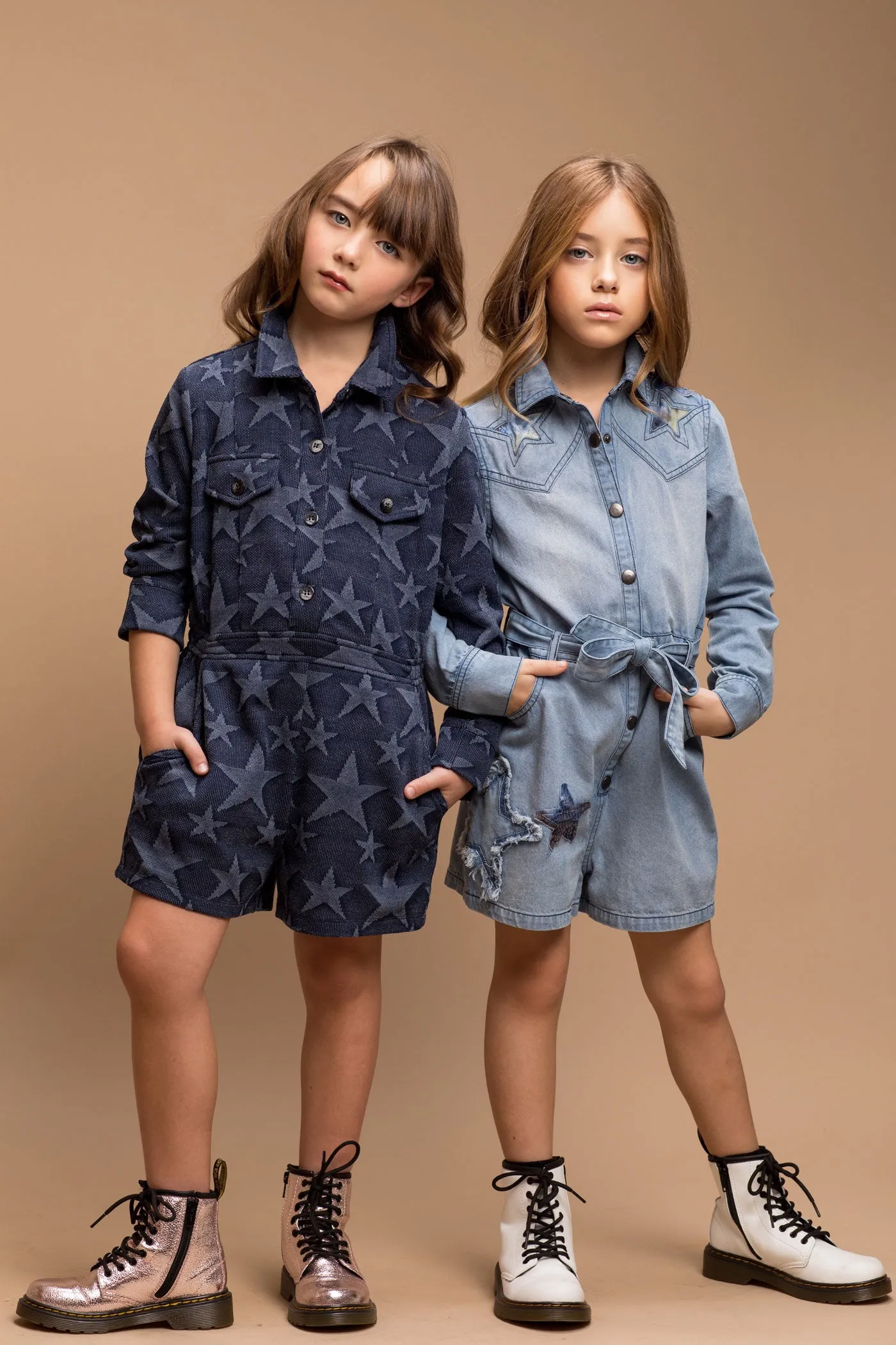 Little Girl's Star Printed Utility Romper