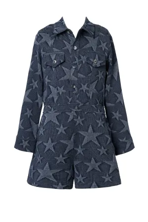Little Girl's Star Printed Utility Romper