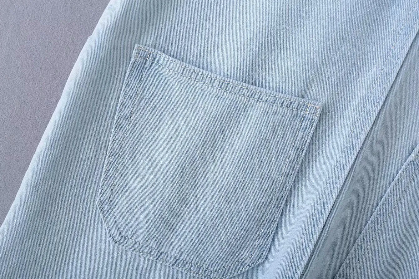 Loose Denim Pockets Strap Overalls Jumpsuits