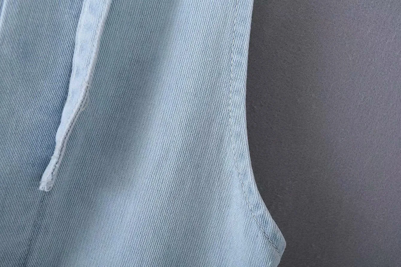 Loose Denim Pockets Strap Overalls Jumpsuits