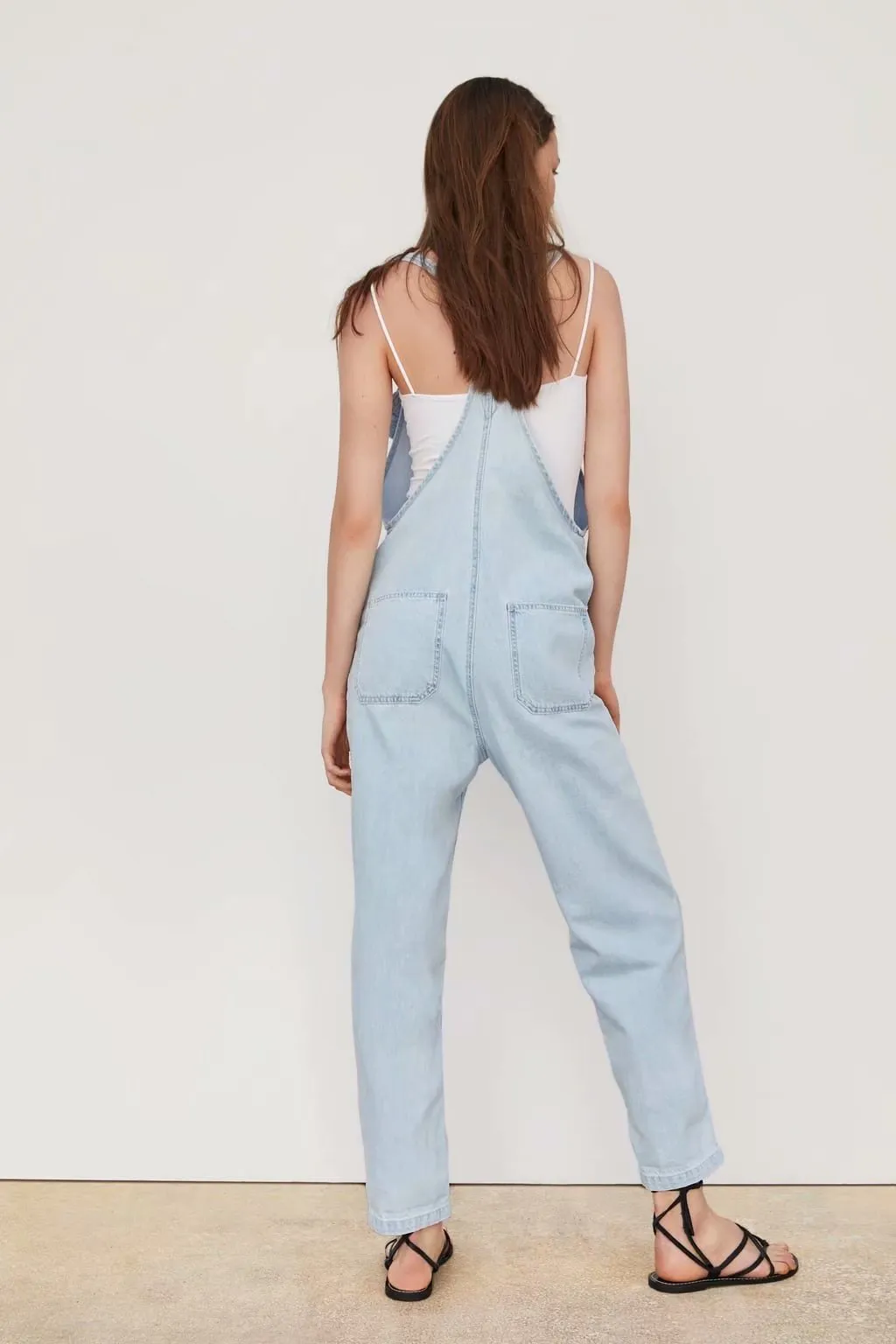 Loose Denim Pockets Strap Overalls Jumpsuits