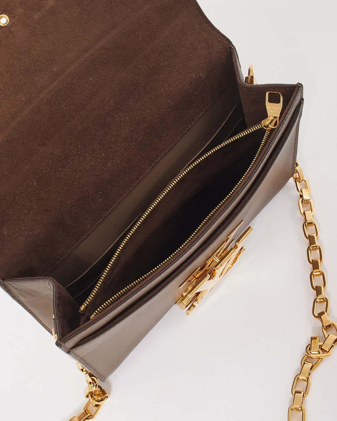 Louis Vuitton Grey Leather Chain Louise MM Bag