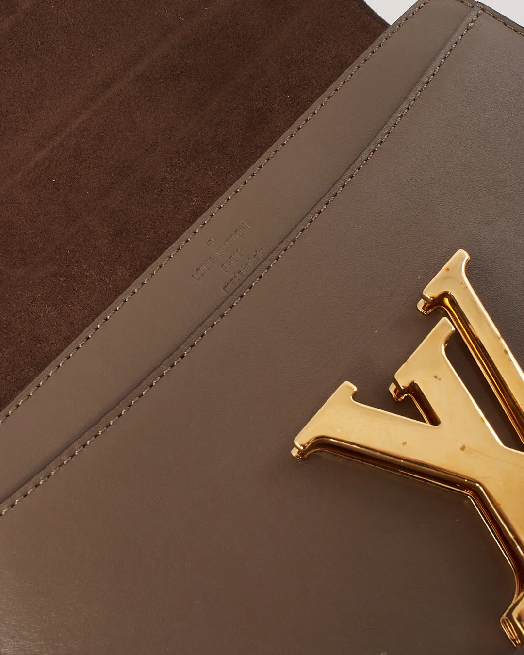 Louis Vuitton Grey Leather Chain Louise MM Bag