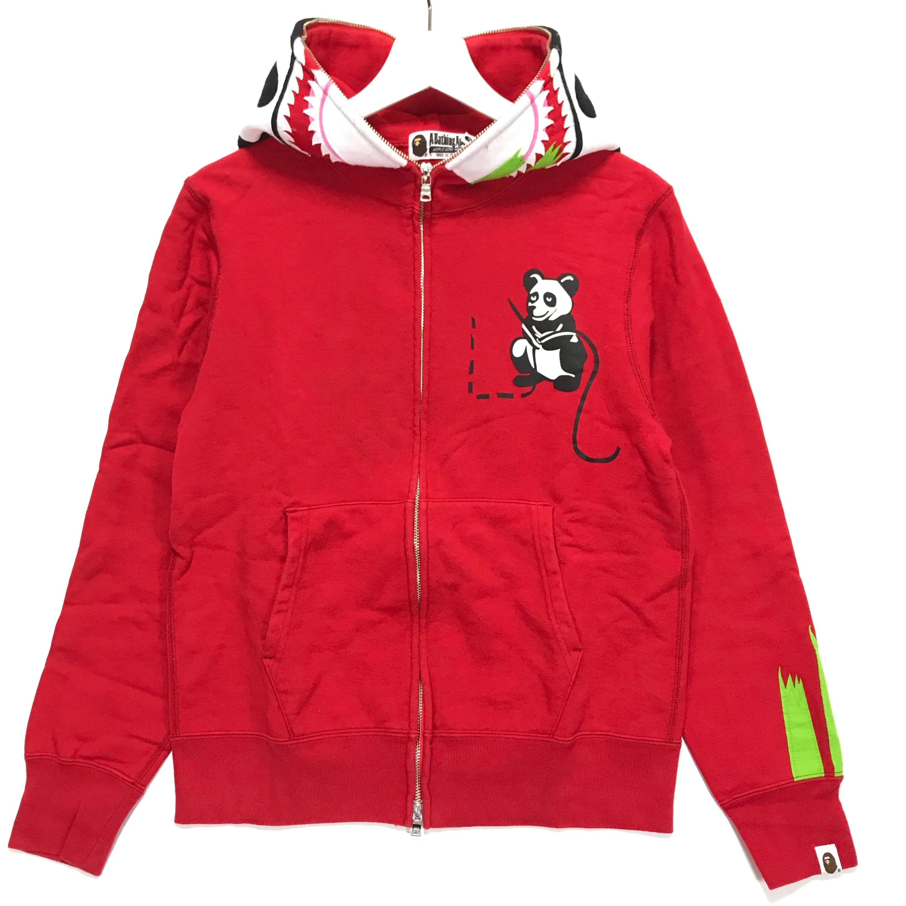[M] A Bathing Ape Bape Full Zip Panda Hoodie Red