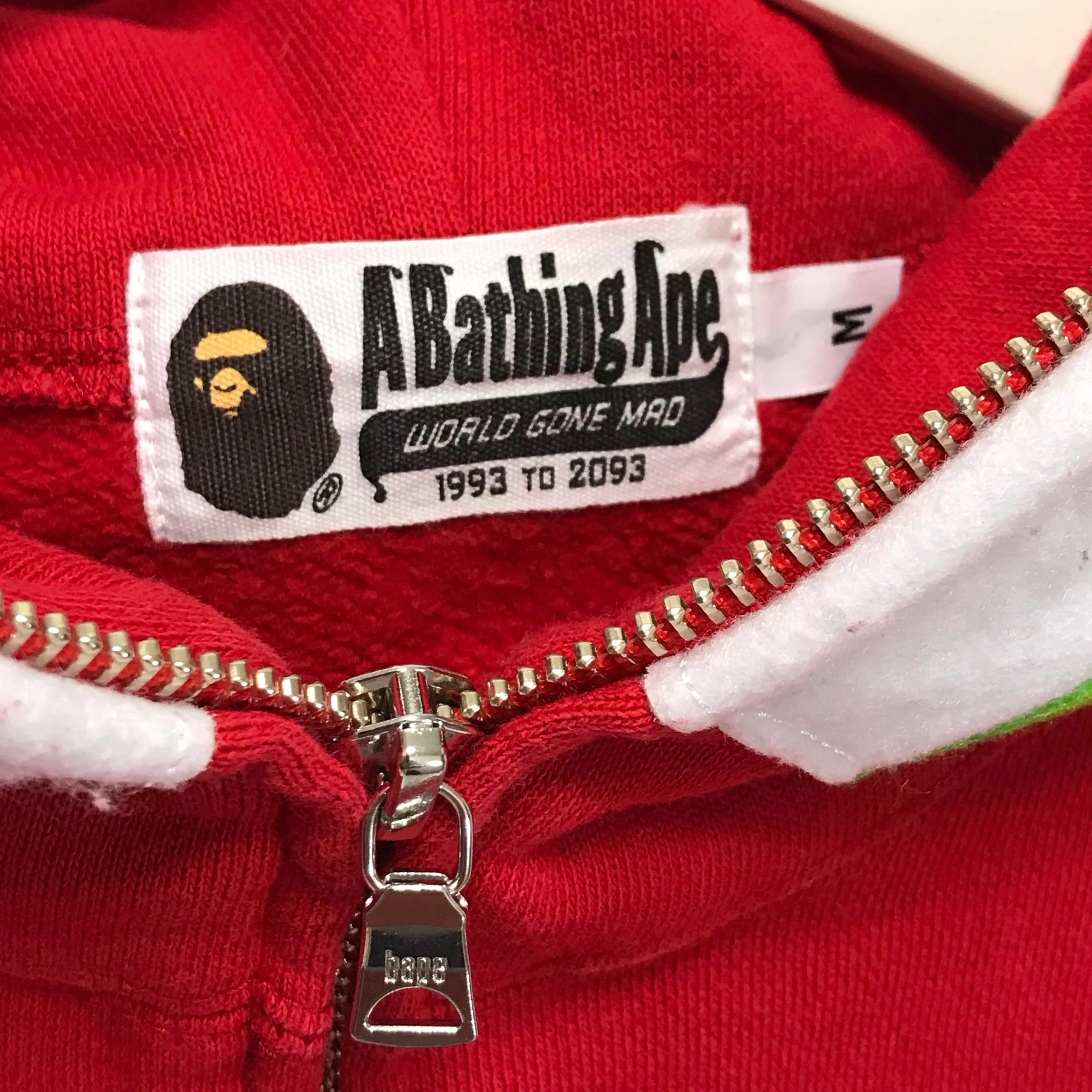 [M] A Bathing Ape Bape Full Zip Panda Hoodie Red